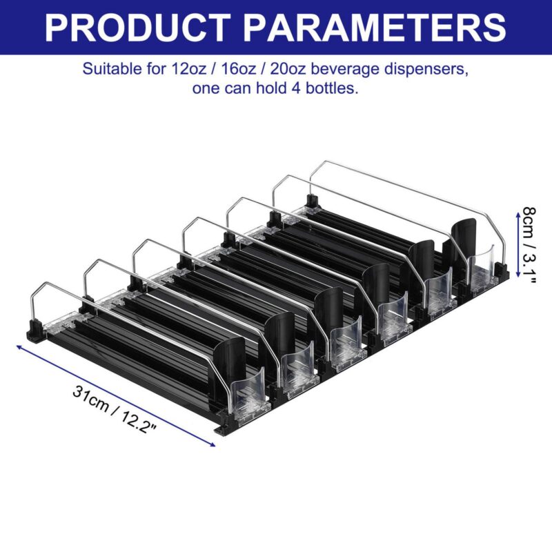 6pcs Soda Can Organizer For Refrigerator, Width Adjustable Drink Dispenser Beverage Pusher - Image 5