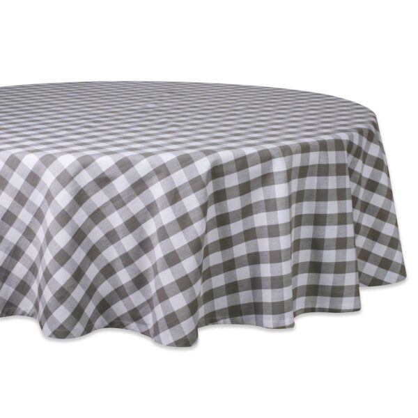 70  Gray and White Checkered Round Tablecloth