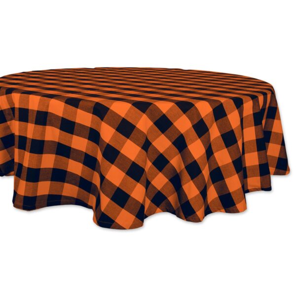 70  Orange Buffalo Checkered Round Tablecloth