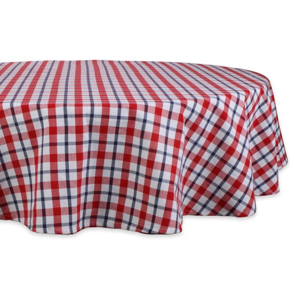 70  Red and White Classic Round Plaid Table Cloth