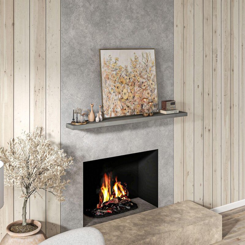 71.75  Fireplace Mantel, Pine Wood Floating Shelf, Wall Mounted, Gray - Image 2