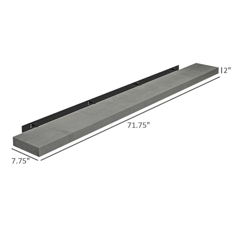 71.75  Fireplace Mantel, Pine Wood Floating Shelf, Wall Mounted, Gray - Image 3