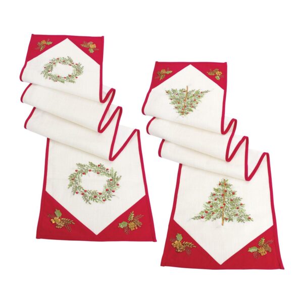 72  Tree and Wreath Christmas Table Runner