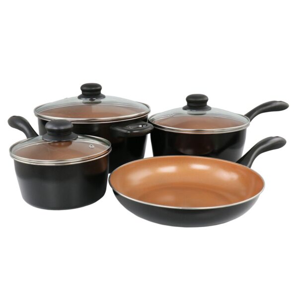 7 Piece Carbon Steel Nonstick Cookware Set in Black and Copper