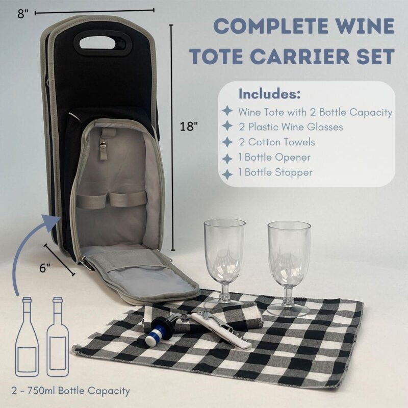 7 Piece Insulated Wine Carrier Tote Bag - Image 3