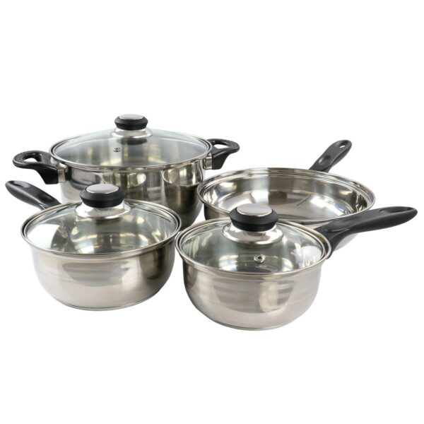 7 Piece Two Tone Polished Stainless Steel Cookware Set