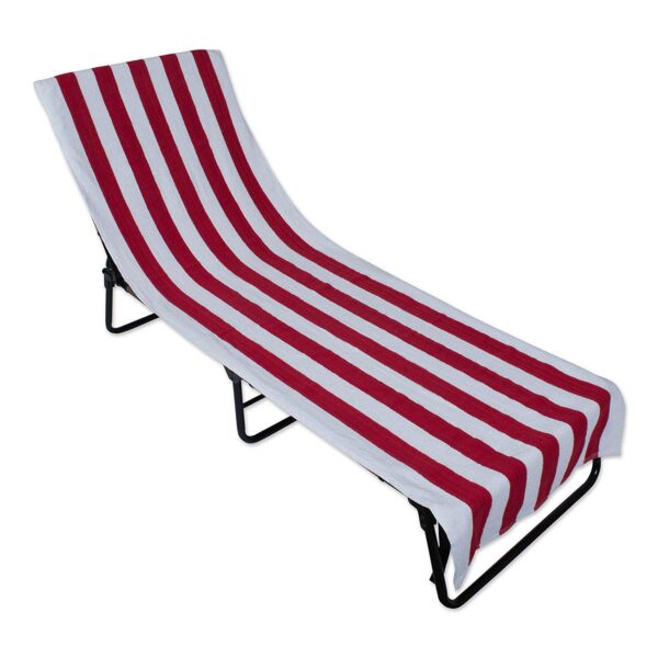 82  Red and White Stripe With Top Fitted Pocket Beach Towel