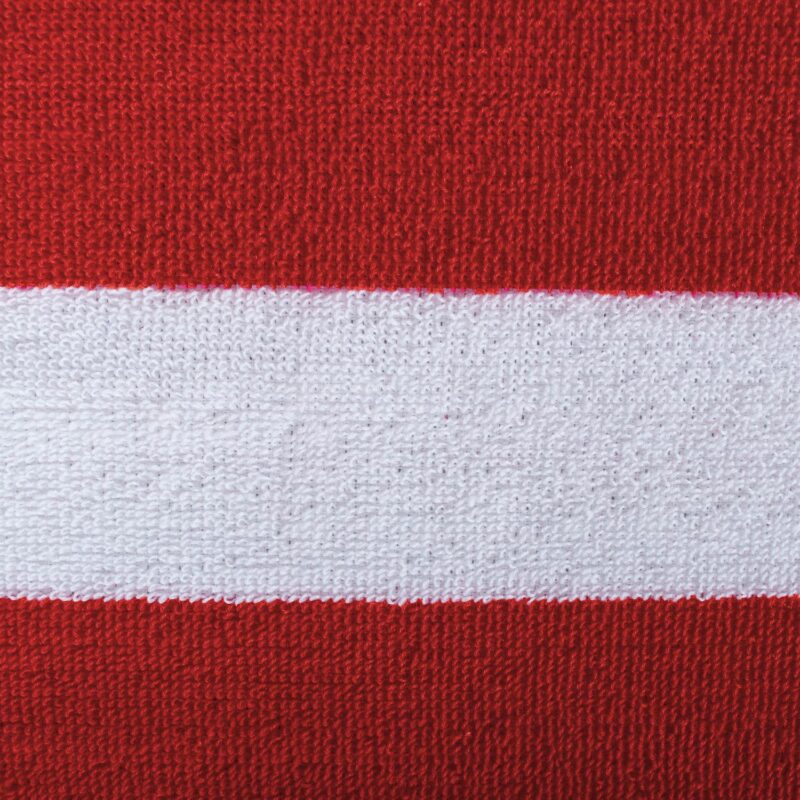 82  Red and White Stripe With Top Fitted Pocket Beach Towel - Image 2