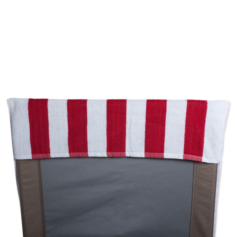 82  Red and White Stripe With Top Fitted Pocket Beach Towel - Image 3
