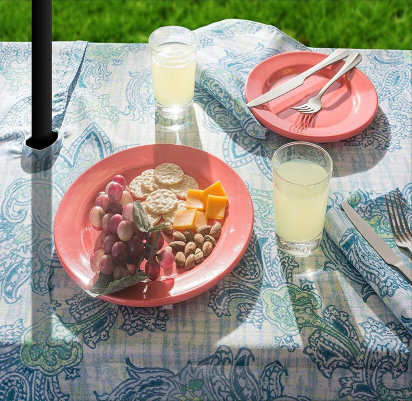 84  Zippered Outdoor Tablecloth with Blue Watercolor Paisley Print Design - Image 4