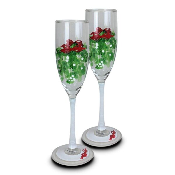 8.7 Mistletoe Love Champagne Set of 2