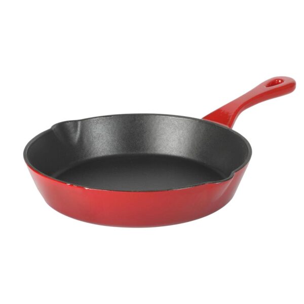 8 Inch Enameled Cast Iron Round Skillet in Gradient Red