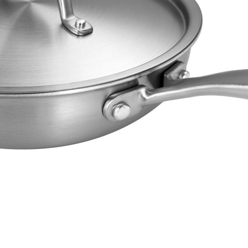 8-Inch Triple-Ply Stainless Steel Fry Pan with Lid - Image 3