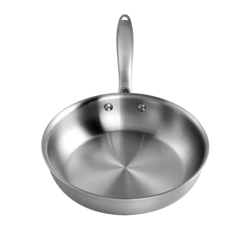 8-Inch Triple-Ply Stainless Steel Fry Pan with Lid - Image 5