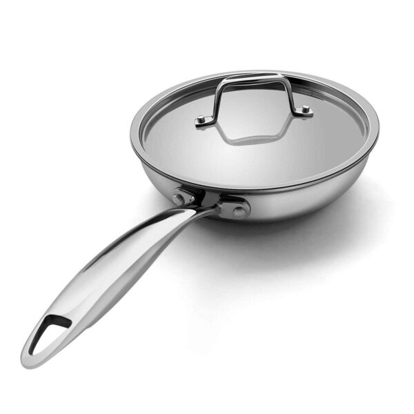 8-Inch Triple-Ply Stainless Steel Fry Pan with Lid