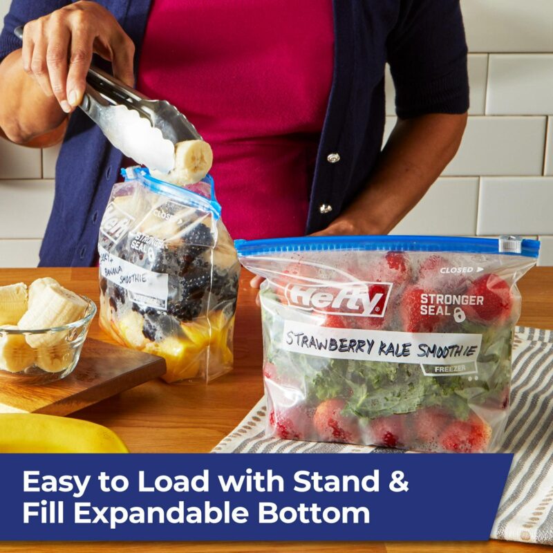(9 pack) Hefty Slider Freezer Kitchen Storage Bags, Quart Size, 50 Count - Image 7