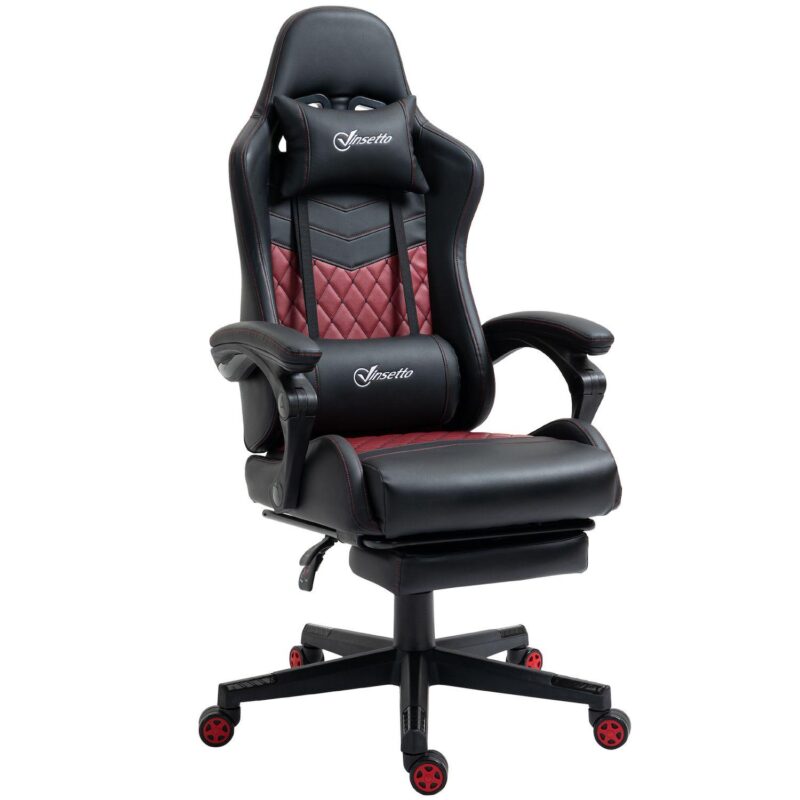 Adjustable High Back Gaming Chair Racing Office Recliner W/ Footrest, Pillow - Image 5