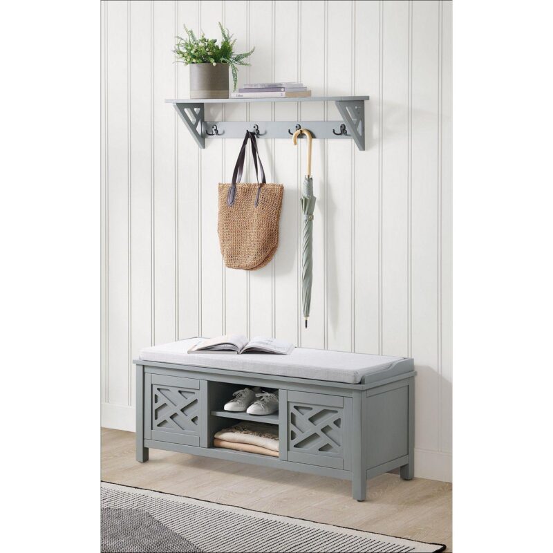 Alaterre Furniture Coventry Storage Bench and Coat Rack 2-piece Set - Image 2