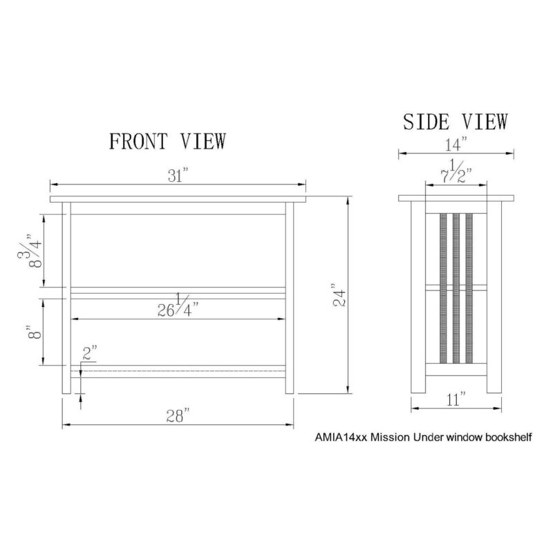 Alaterre Mission Under-Window Bookshelf - Image 2