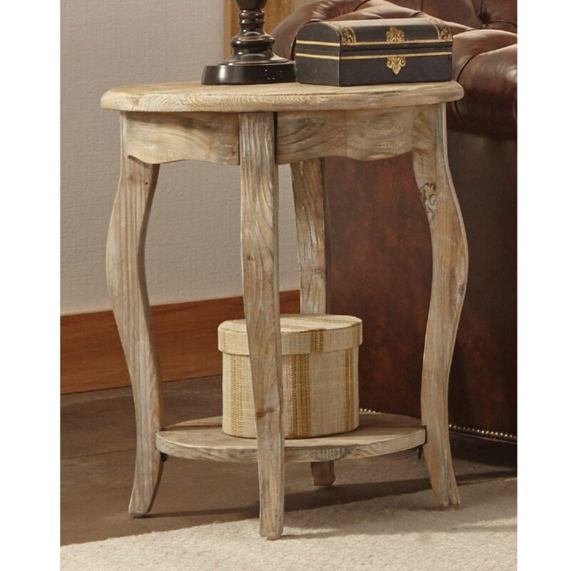 Alaterre Rustic Reclaimed Wood Round End Table - Image 2
