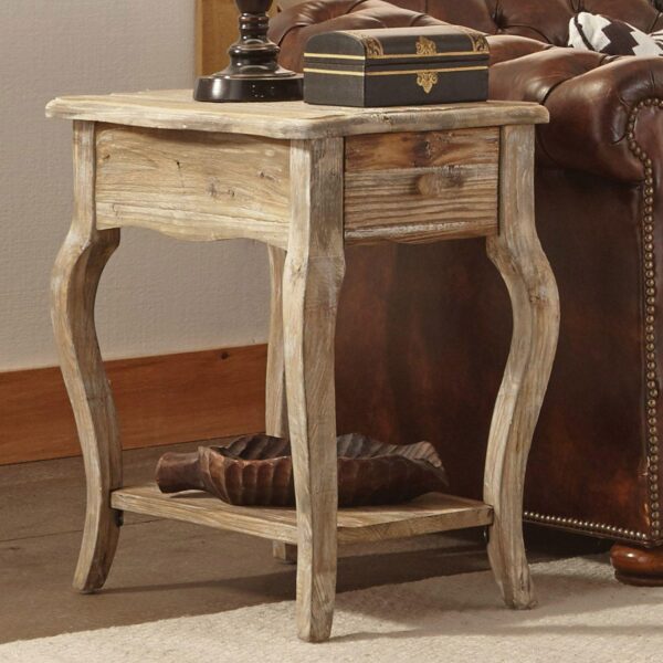 Alaterre Rustic Reclaimed Wood Chairside Table