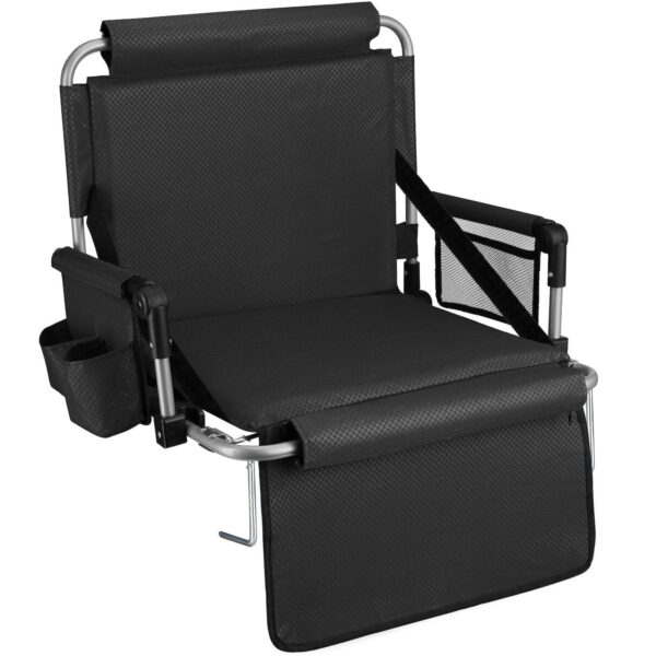 Alpcour Stadium Seat - Foldable, Padded Bleacher Chair with Backrest, Armrest, Pockets, and Cup Holder