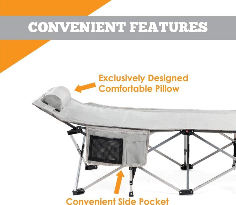 Alpcour XL Compact Folding Camping Bed - Steel Frame, Polyester, 500 Lbs Capacity - Image 2