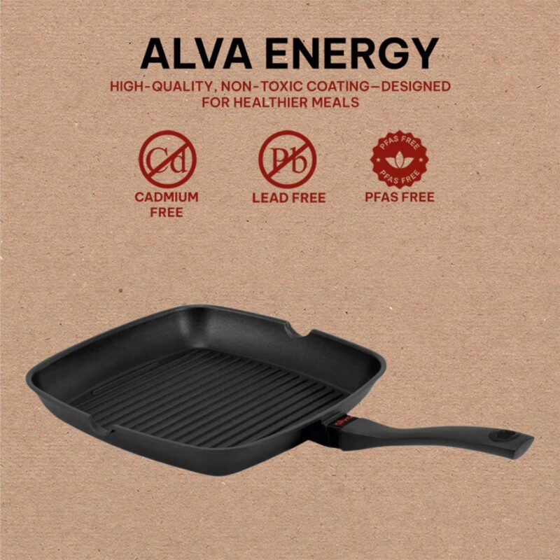 Alva Energy Ceramic Coated Cast Aluminum Grill Pan Non Toxic Indoor Grill Griddle 11 - Image 4