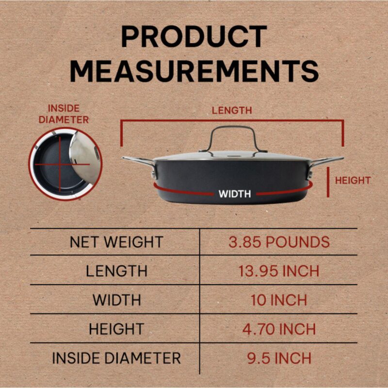 Alva Maestro Ceramic Nonstick Saute Frying Pan Skillet with Lid Non Toxic Oven Safe 9.5 - Image 2