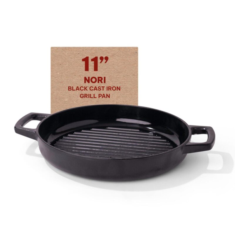 Alva Nori Ceramic Coated Cast Iron Grill Pan Non Toxic Indoor Grill Griddle 11