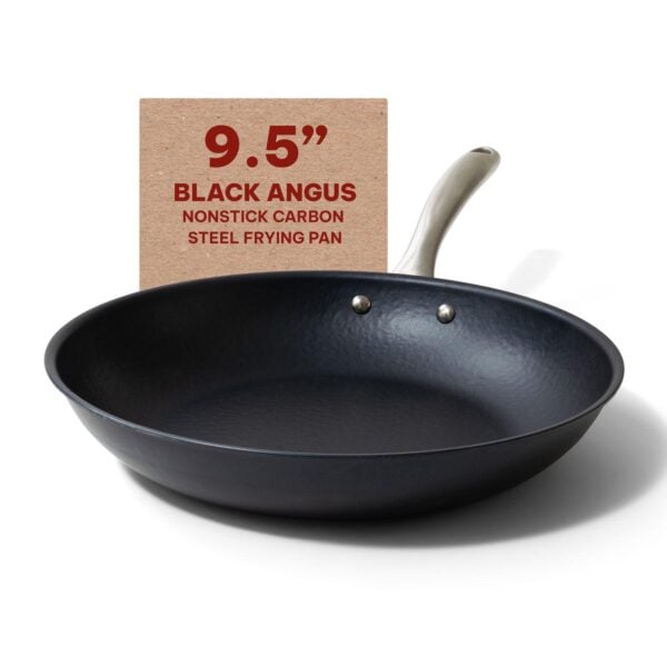 Alva x Black Angus Nonstick Carbon Steel Frying Pan Skillet Non-Toxic Stay Cool Handle 9.5