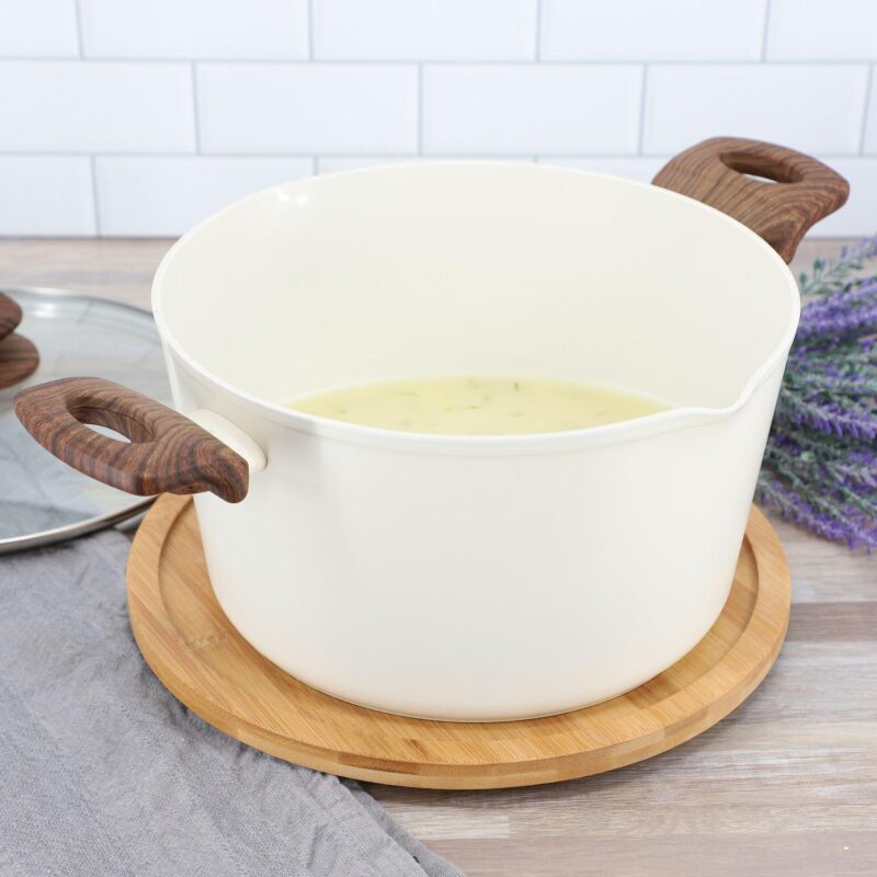 Amberg Choice 4.7 Quart Cermic Nonstick Aluminum Dutch Oven with Lid in Linen - Image 5