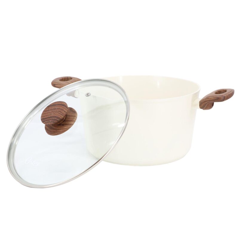 Amberg Choice 4.7 Quart Cermic Nonstick Aluminum Dutch Oven with Lid in Linen - Image 2