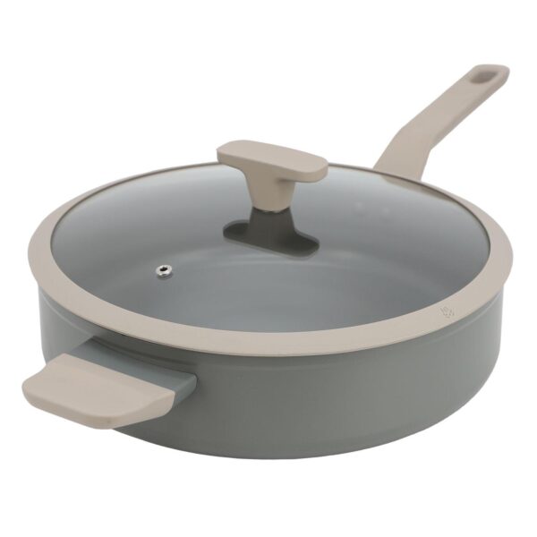 Ambrose 4.5 Quart Nonstick Aluminum Saute Pan with Lid in Matte Grey