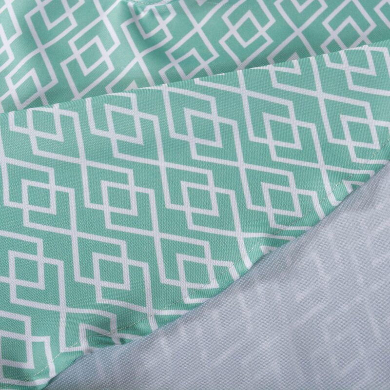 Aqua Blue and White Diamond Pattern Outdoor Rectangular Tablecloth 60 x 84 - Image 3