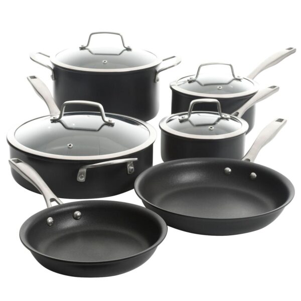 Arbor Heights 10 Piece Nonstick Aluminum Cookware Set in Black