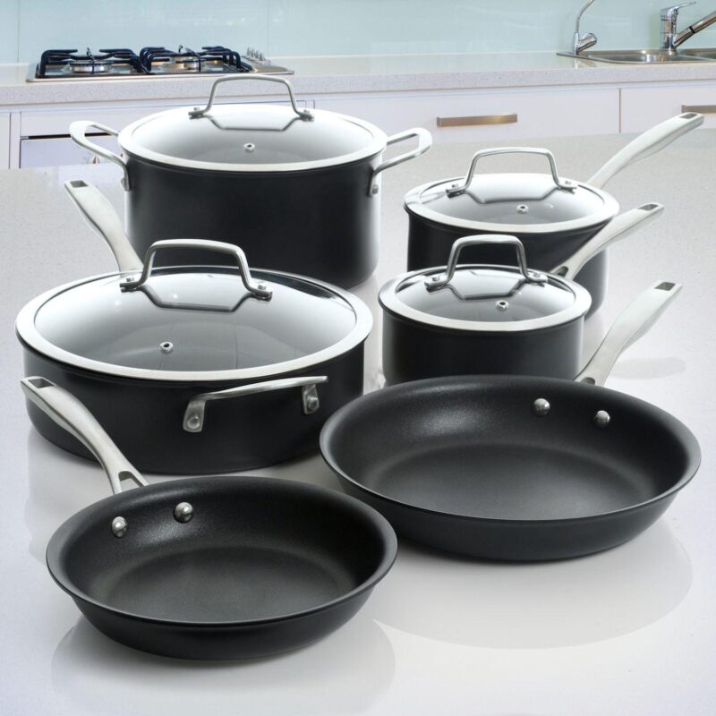 Arbor Heights 10 Piece Nonstick Aluminum Cookware Set in Black - Image 5