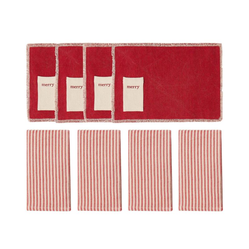 Avanti Merry Holiday 8-Piece Table Placemats and Dinner Napkins Set - Image 2