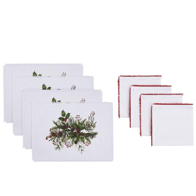 Avanti Merry Holiday 8-Piece Table Placemats and Dinner Napkins Set