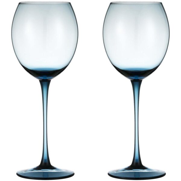 BERKWARE Colored Red Wine Glasses Set of 4 - Elegant Long Stem Wine Glass - 13.3oz (Blue)