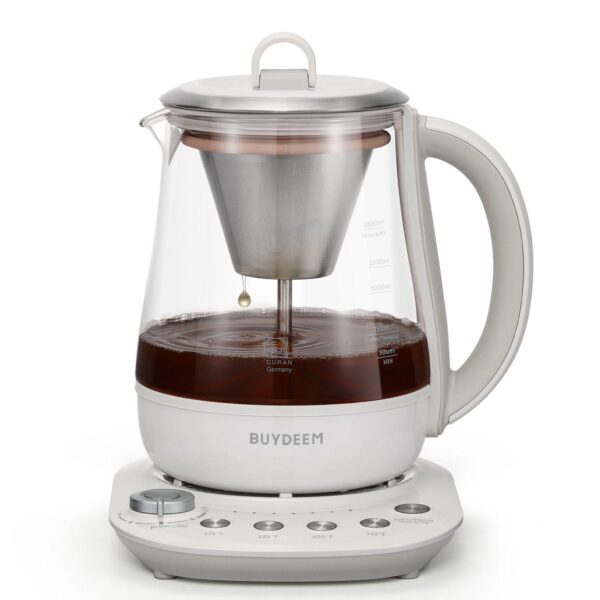 BUYDEEM K156 Tea Maker, 1.5L Kettle, 6 Flavor Controls, 4 Temps, 8H Keep Warm, Tea and Coffee Brewer