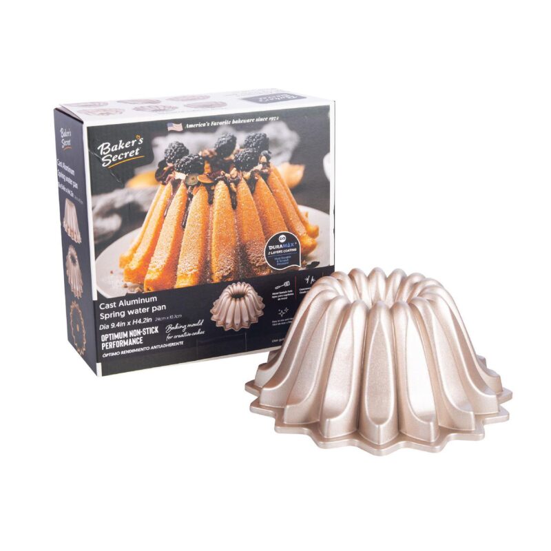 Baker's Secret Fluted Cake Pan, Cast Aluminum 2 Layers Nonstick Coating (Spring Water) - Image 4