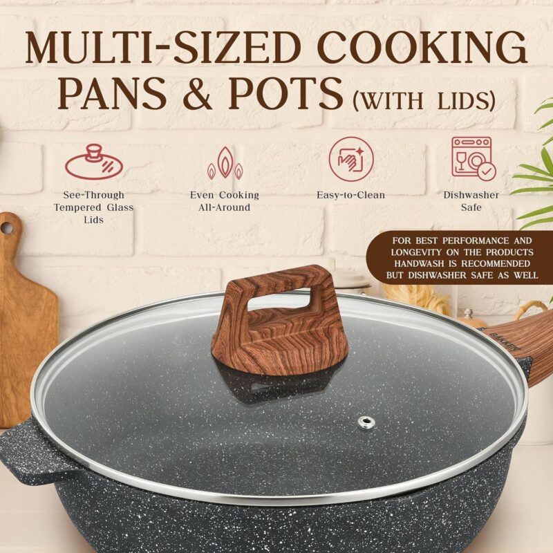Bakken Swiss 20 Piece Nonstick Granite Cookware and Kitchen Set, Black - Image 2