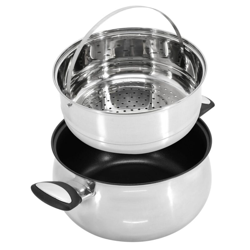 Baldwyn 10 Piece Stainless Steel Belly-Shaped Nonstick Cookware and Utensil Set - Image 2
