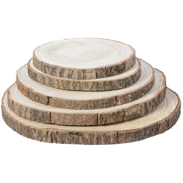 Barky Natural Wood Slabs Rustic Ornament Slice Tray Table Charger - Set of 5