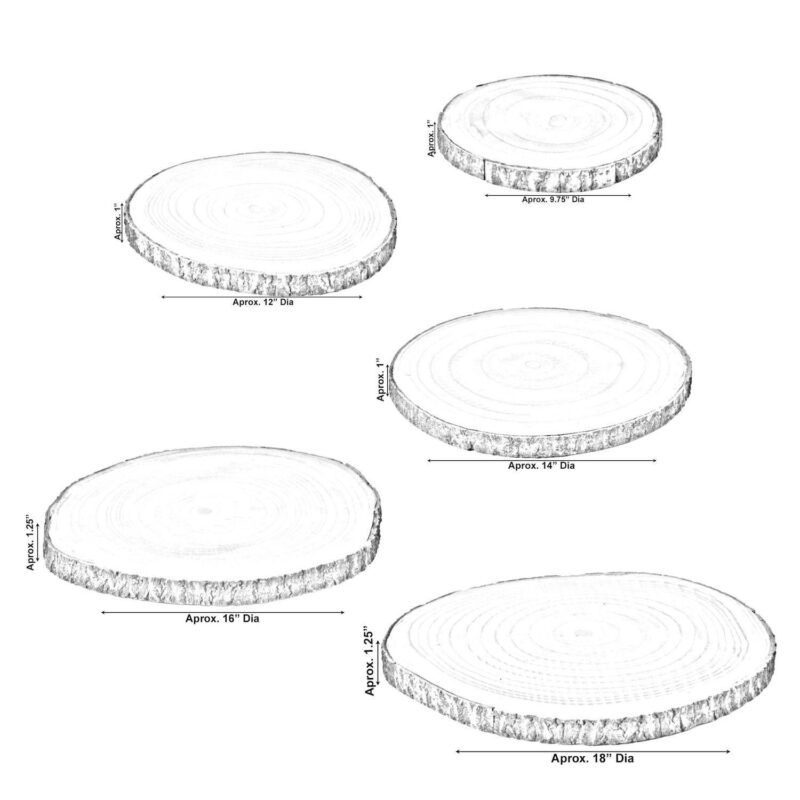Barky Natural Wood Slabs Rustic Ornament Slice Tray Table Charger - Set of 5 - Image 4