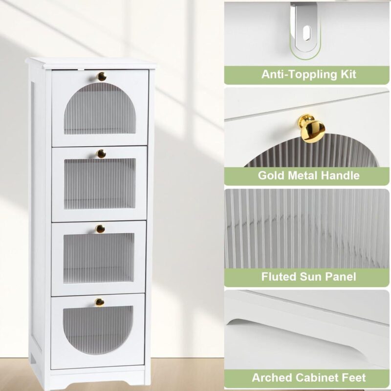 Bathroom Floor Cabinet with 4 Drawers, for Bathroom, Living Room, Apartment - Image 4