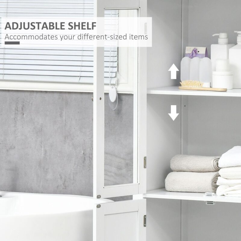 Bathroom Floor Cabinet Corner Unit With 4 Doors, Adjustable Shelves, White - Image 5