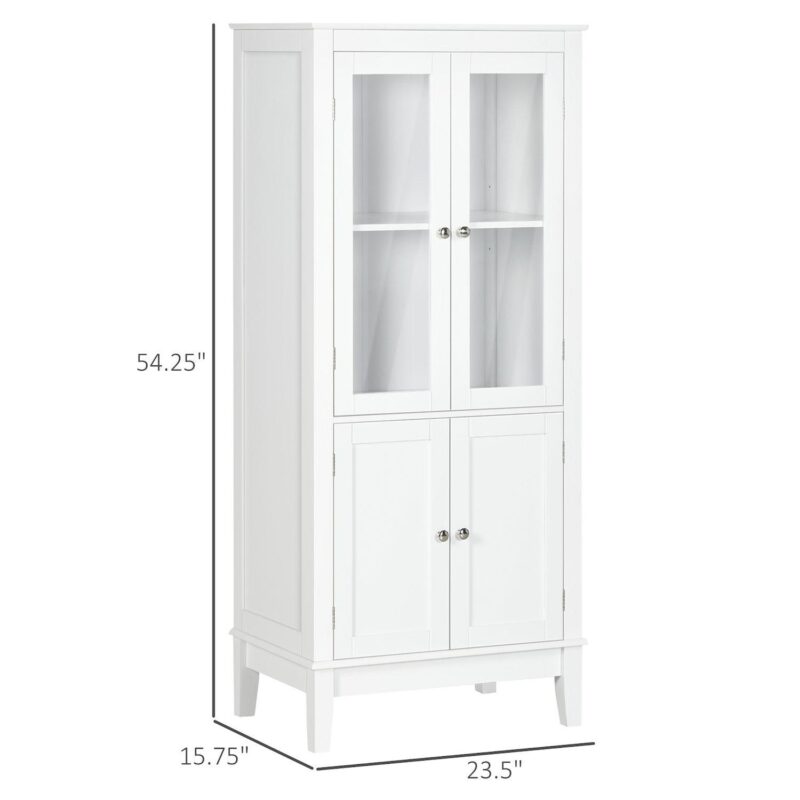 Bathroom Floor Cabinet Corner Unit With 4 Doors, Adjustable Shelves, White - Image 3