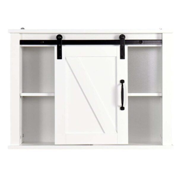 Bathroom Wall Cabinet With 2 Adjustable Shelves Wooden Storage Cabinet Barn Door